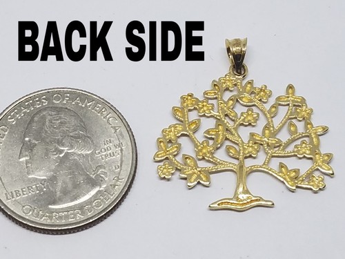 GOLd 14k tree of Life pendant family charm necklace Love Gift Solid her 1.35” - Picture 8 of 12
