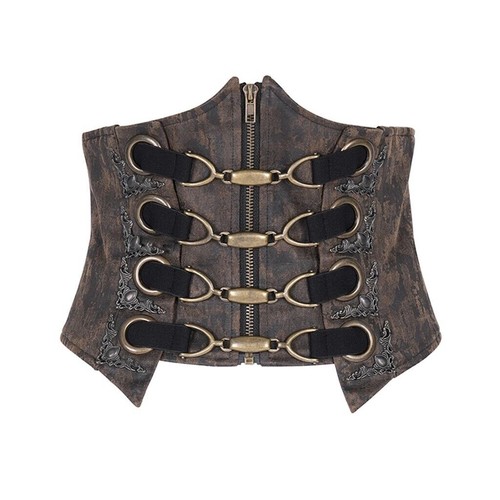 Devil Fashion Women Gothic Steampunk Buckle Zip Front Underbust Corset Waistband - Picture 16 of 22