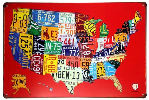 ERLOOD RED Us MAP Route 66 Retro Decor Metal Wall Plaque Vintage Tin Sign 12"... - Foto 1 di 5