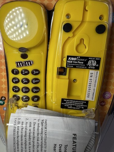 M&M's Graphic Trim-Line Phone - Desk or Wall Mount Yellow 2007 KNG America - NEW - Picture 3 of 6