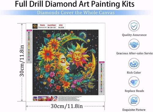 Diamond Painting Kits für Erwachsene - Sonne und Mond Zum Selbermachen 5D Diamond Art Kits Voll... - Bild 5 von 8
