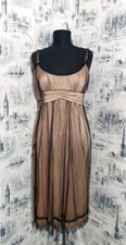 Max Mara Womens Dress XS S US 4 UK 6 Black Beige Mesh Layered Straps Midi Dress 