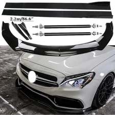 Front Bumper Lip Spoiler Side Skirts Rear Glossy Black For Mercedes-Benz