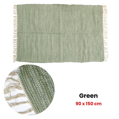 Alfombrilla grande de algodón Chindi hecha a mano con borlas 90 x 150 cm - Imagen 4 de 16