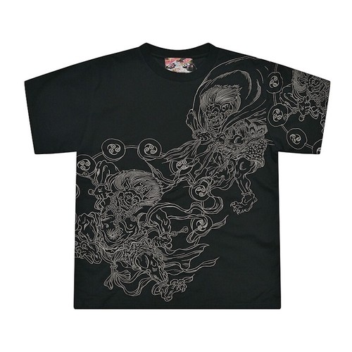 Mens Japanese God Fujin Raijin Embroidered T-Shirt Tee - Short Sleeve Unisex Top - Picture 29 of 35