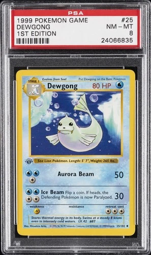 1999 POKEMON BASE SET 1ST EDITION #25 DEWGONG PSA 8