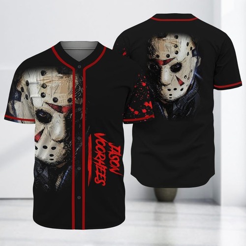 Jason Voorhees Baseball Jersey, Friday The 13th Horror Halloween Shirt - Picture 1 of 6