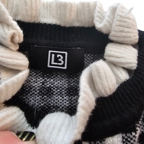 Vintage Y2K Girls Sz 6/7 Cardigan Sweater Black White Gingham Academia Core - Picture 3 of 6