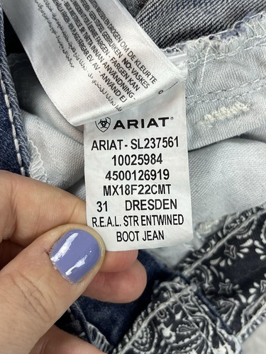 Ariat R.E.A.L Jeans Girls 16 Dresden Bootcut Entwined Stretch Western Cowgirl - Picture 3 of 10