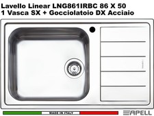Lavello APELL-FHULLER Linear Acciaio Saldato Spazzolato 86X50 1V SX Maxi e G. DX