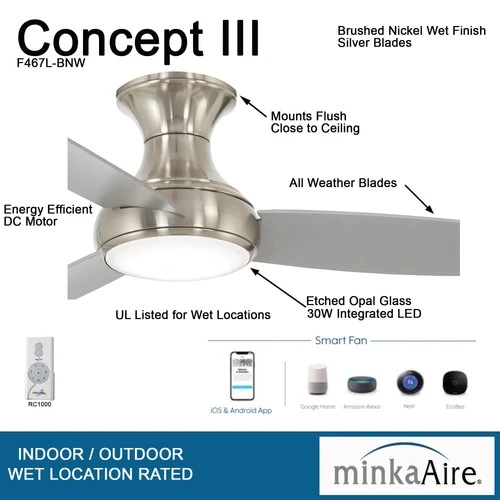 Minka Aire Concept III 54"  - Silver 3-Blade Remote Control - Picture 5 of 5