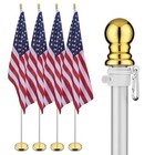 Yescom 4 Pack 8 Ft Sectional Indoor Flag Pole Kit Aluminum w/ 3x5 Ft Us Flag