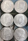 1964 Kennedy Half Dollars - 6 ea - 90% Silver-Above Average Circulated