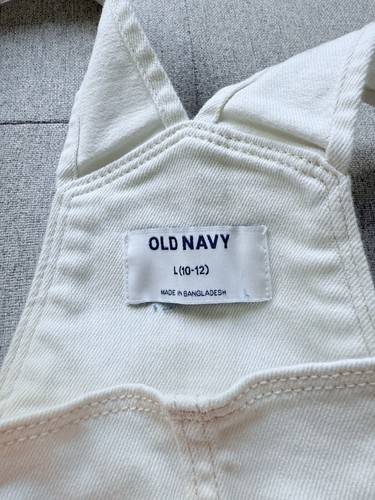 Old Navy Youth Girls Short Overalls Size L 10/12 Distressed Adj Straps - Picture 2 of 2