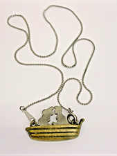 Vintage Disney The Little Mermaid Ariel  Prince Eric in Boat Pendant Necklace