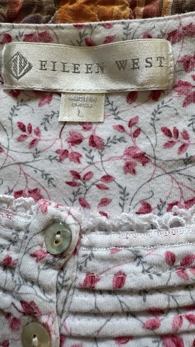 Eileen West 100% Cotton Flannel Nightgown Size Large Pink Floral Modest - Picture 5 of 9
