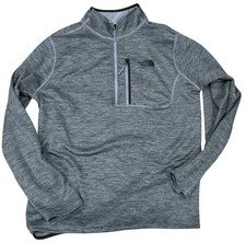 NORTH FACE Canyonlands 1/4 Zip Fleece Heather Gray Pullover Sweater Men L