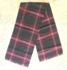 VTG Lochcarron Scarf, 100 New Wool, Woven In Scotland Green Red Plaid Tartan