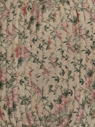 Vtg Oval Jelly Roll Rope Mat Rug Chintz Rose Floral Pink Green Cream 29"X 21" - Picture 2 of 3