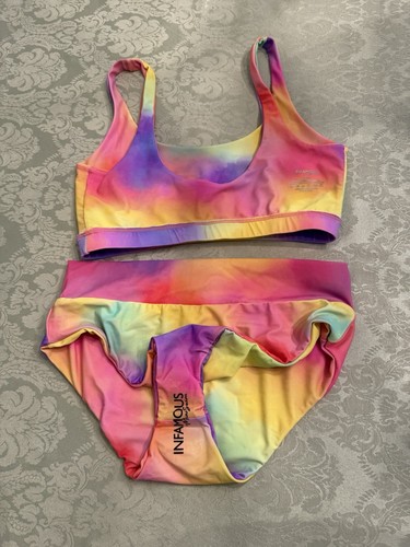 Traje de baño INFAMOUS talla L grande bikini parte superior e inferior arco iris multicolor nuevo sin etiquetas - Imagen 19 de 19