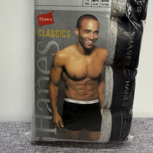Mens 4-Pack 2XL Hanes Classic Cotton Boxer Briefs Gray Vintage 2005 NEW OPEN PKG - Picture 3 of 7