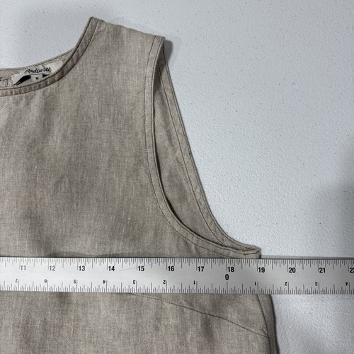Madewell Linen Pleated Shell Top Oat Beige Womens M Linen Lagenlook Boho Beachy - Picture 6 of 10