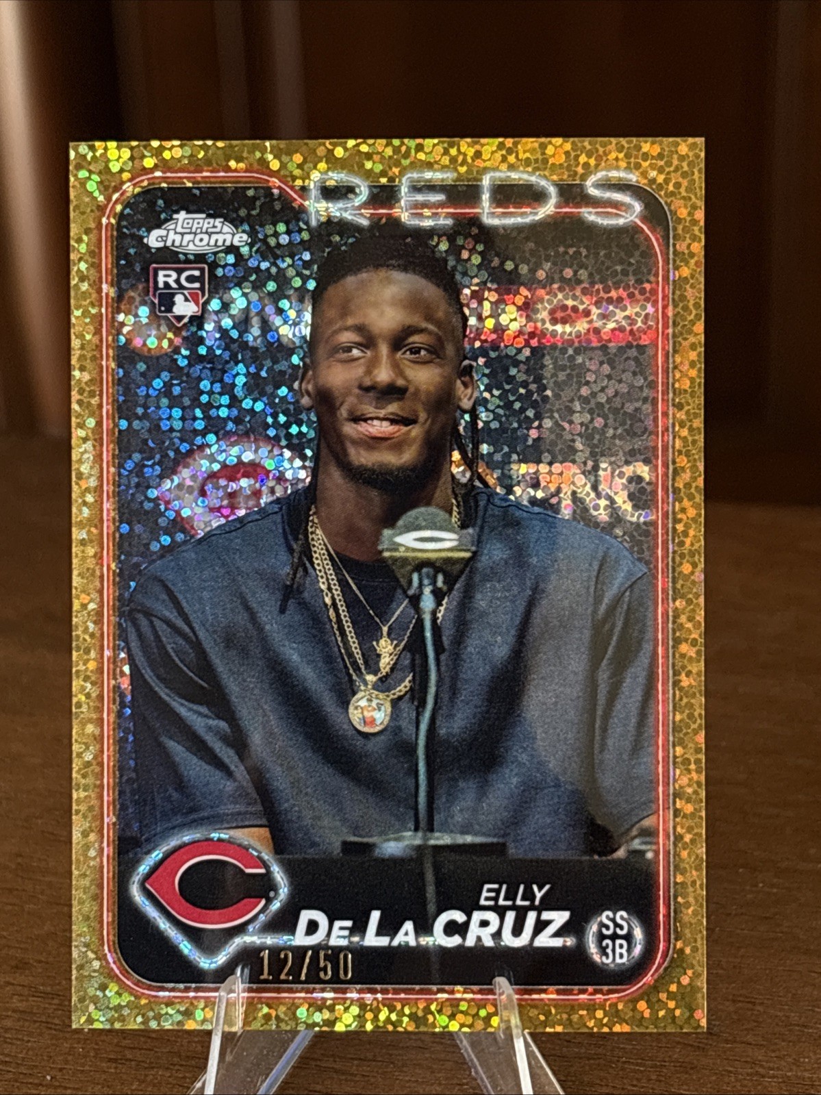2024 Topps Chrome Rookie Variation Gold Speckle #44 RC Elly De La Cruz 12/50