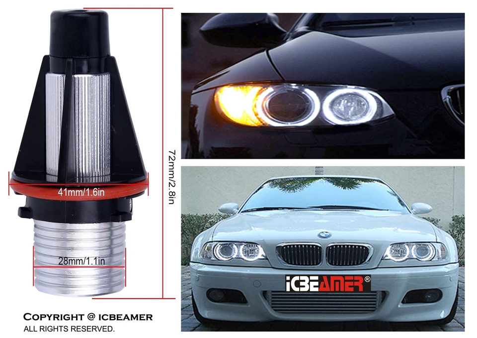 Para BMW E39 E60 E61 E65 E83 Blanco LED Halo Anillo Marcador Bombillas (2 piezas) Foto 4 de 4