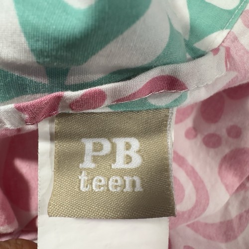 Pottery Barn Teen Robe 100% Cotton One Size Pink Paisley Contrast Trim Belted - Picture 6 of 8