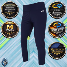 C9 Champion DuoDry Capri Leggings Girls M 7-8 Navy Stripe Zip Pocket
