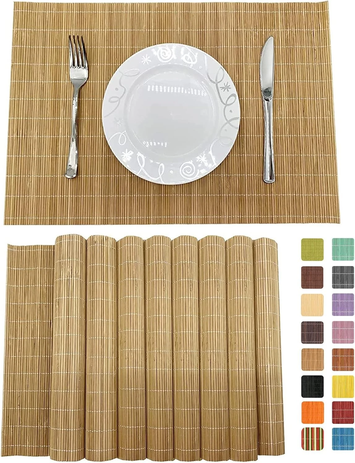 Set of 8 Pcs Bamboo Placemats Sushi Rolling Mat Japanese Style Natural Anti-Slip
Opens in a new wind