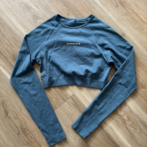 Top donna Alphalete Amplify manica lunga crop blu taglia small - Foto 3 di 7
