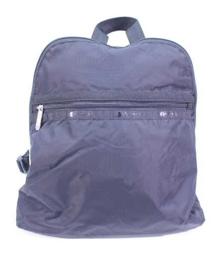 Le Sportsac Rucksack Handtasche Tasche einfarbig schwarz leicht Mini Reise Reißverschluss Nylon