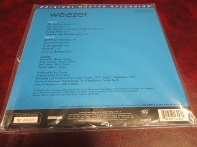 WEEZER BLUE MFSL VERIFIED AUDIOPHILE NUMBERED 698 BLACK 180G