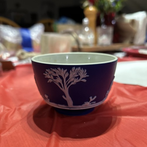 Antique Edwardian Wedgwood Dark Blue Jasperware Sugar and Creamer - Bild 6 von 14