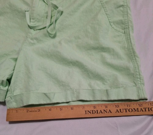 Mint Green Faded Glory Linen Blend Sz 16 Shorts Cuffed Leg - Picture 6 of 8
