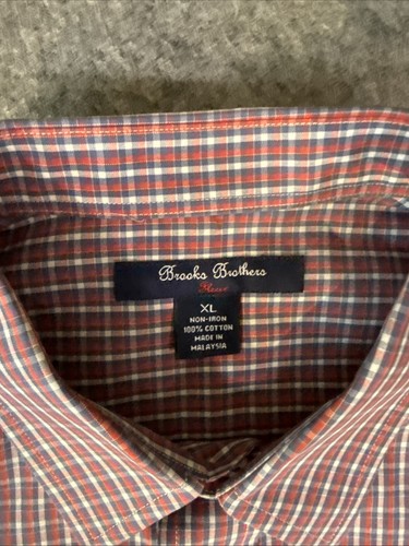 Camisa Brooks Brothers de algodón polar XL sin hierro a cuadros manga larga con botones para hombre - Imagen 5 de 11