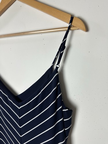 Lauren Ralph Lauren LRL Chevron Jersey Maxi Dress Navy Stripe Straps Classic 14 - Picture 13 of 18