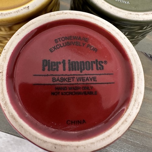 3er Set - Pier 1 Import Korbgeflecht Klein Keramik Gewürz Vakuumversiegelt Kanister - Bild 6 von 9