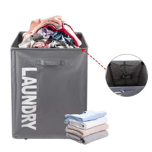 75L Laundry Basket Rolling Slim On Wheels Foldable Waterproof Washing Bin Hamper - Picture 2 of 16