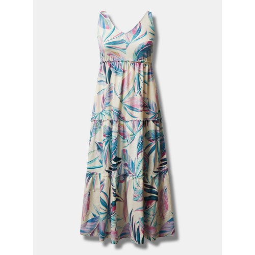 Torrid 1 (1x 14/16) Tropische Blätter Stufen Schwimmen Überziehen Strand Midi Sommerkleid - Bild 3 von 3