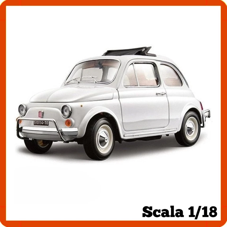 Modellino auto statico scala 1/18 diecast FIAT 500L 1968 bianco Bburago burago - Immagine 2 di 3