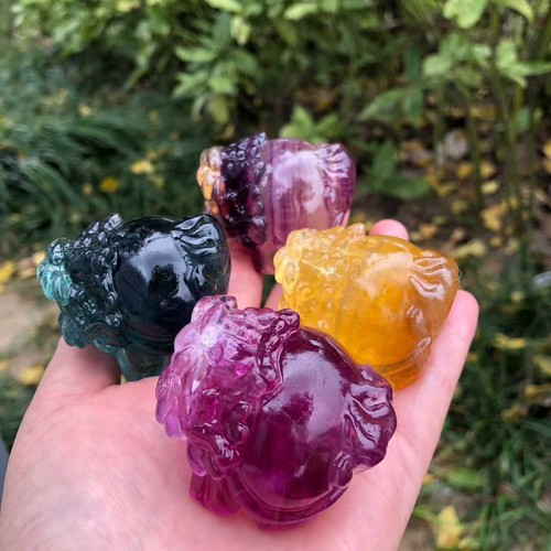 1 pieza Color Natural Fluorita Cuarzo Tallado Dragón Tortuga Calavera Cristal Reiki Decoración - Imagen 6 de 9