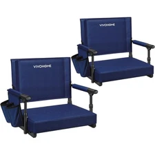 2 Pack Portable Stadium Seat Bleacher Chair Padded & Cup Holder Shoulder Strap