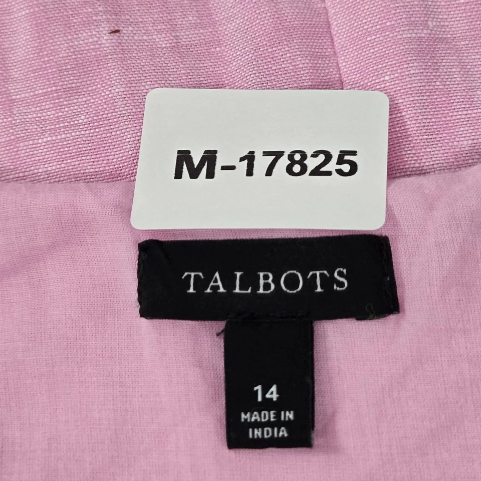 Vestido para mujer Talbots 14 rosa algodón lino funda cottagecore bordado ojales Foto 3 de 4