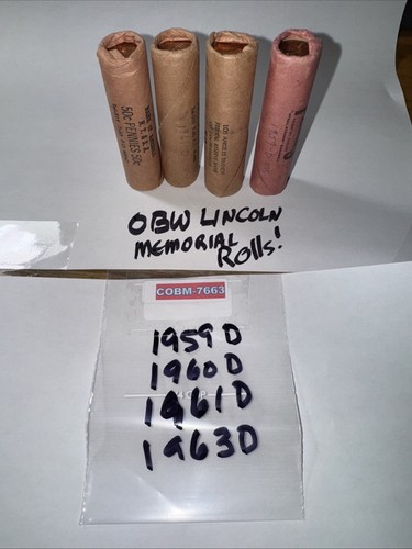 Lot of OBW 1959 D - 1960 D (LD) - 1961 D - 1963 D Memorial Penny Rolls COBM-7663 - Picture 2 of 9