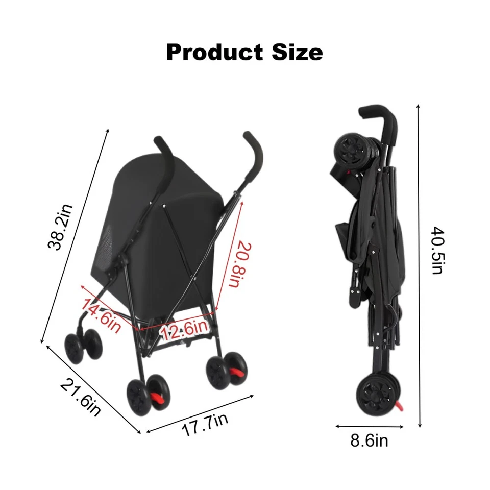 Pet Stroller Small Pets Mesh Ventilation Lightweight Foldable Cup Holder - Image 2 of 4