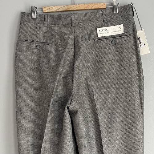 Vintage Slates Levi’s Dress Pants Gray Textured Wool Pleated Cuffed 34x29 NWT - Picture 9 of 14