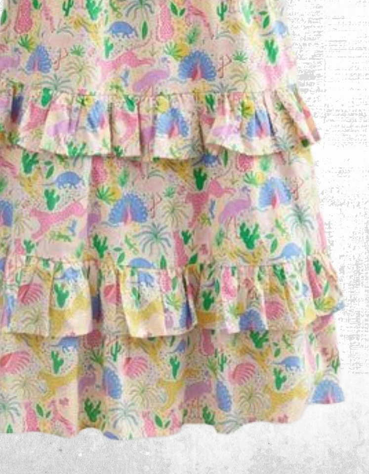 Ex Mini Boden Girl’s Sleeveless Tiered Ruffle Maxi Dress in Multi Mini Desert - Image 4 of 4