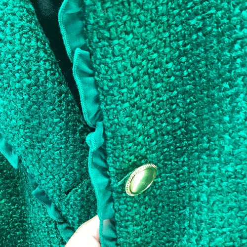 Joan River Vtg bold Green tweed blazer women sz 24w W/Theater Costume play - Picture 12 of 15